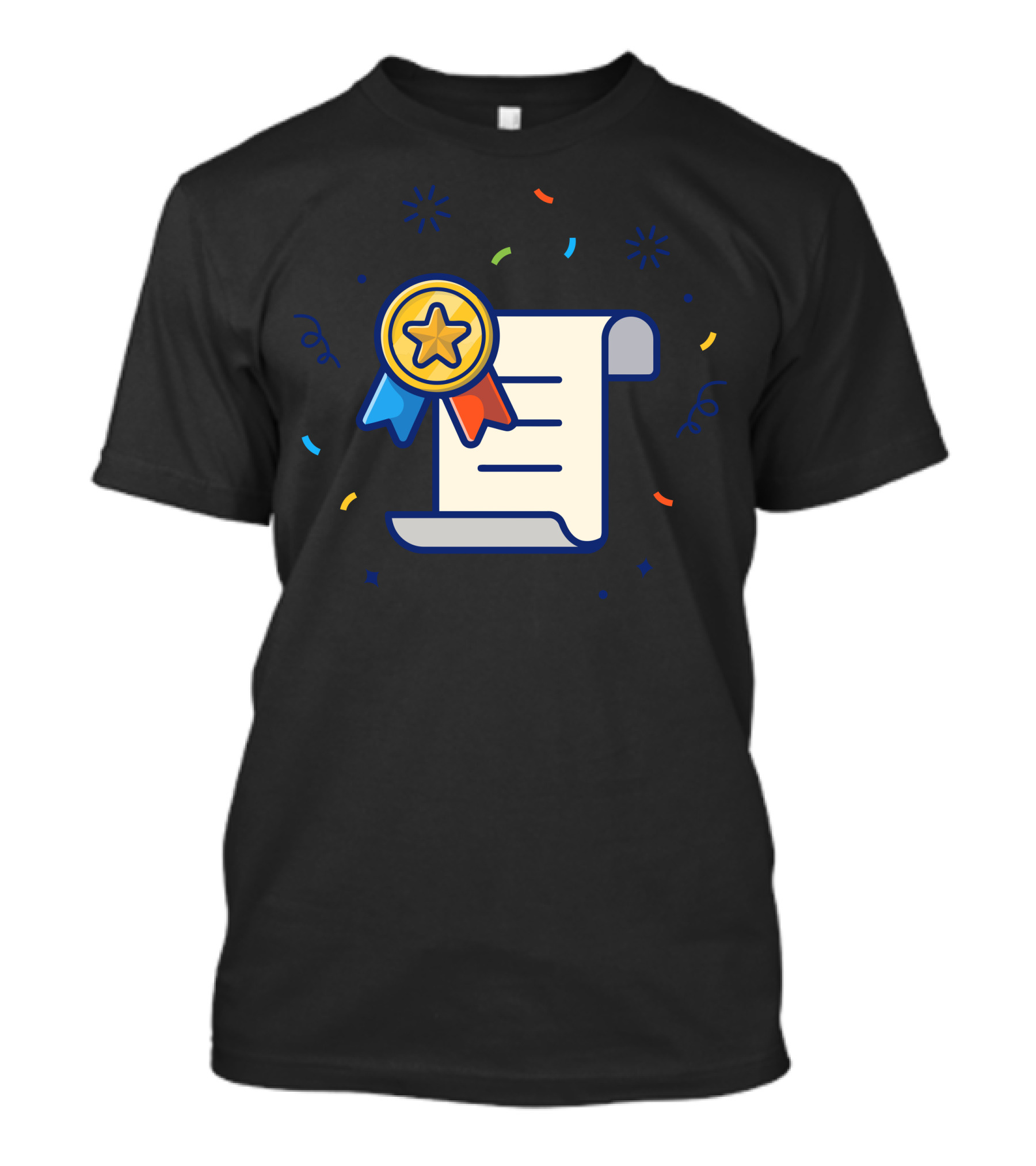 Reward Certificate With Star Medal And Colorful Confetti T-Shirt