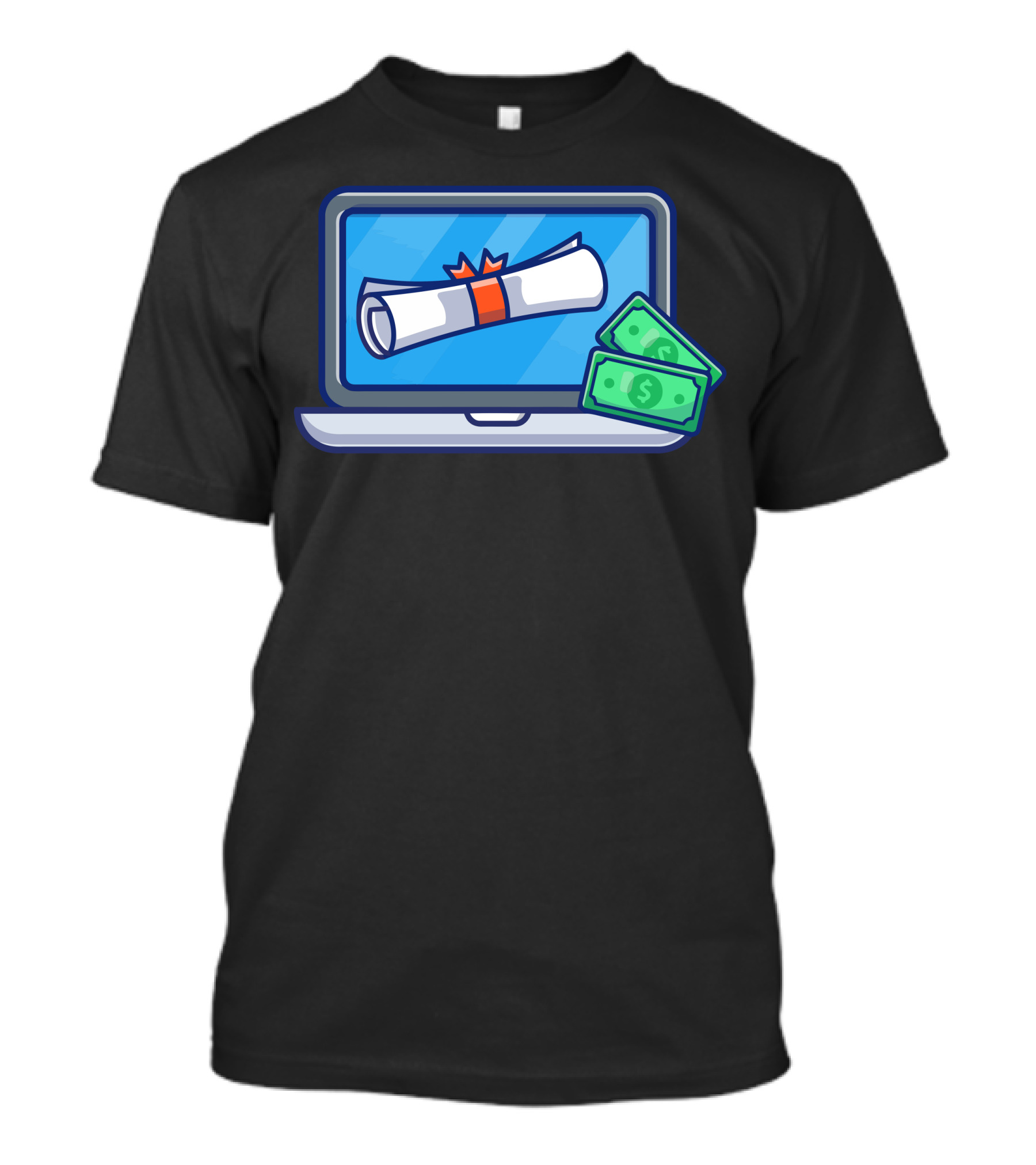 Scholarship Money And Diploma On Laptop Screen T-Shirt