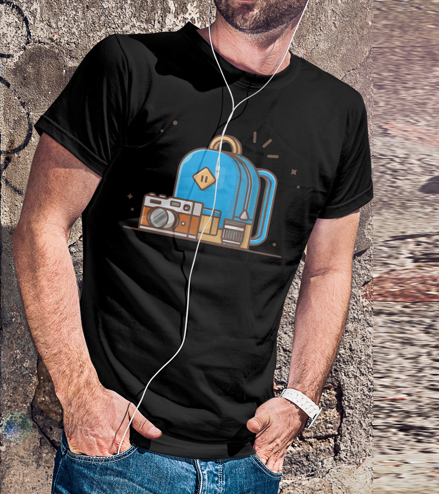 School Bag With Camera And Lens T-Shirt