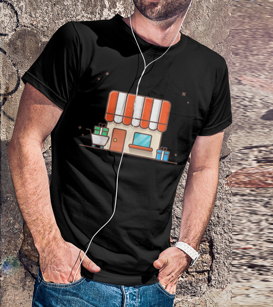 Shop Storefront With Shopping Cart And Gifts T-Shirt
