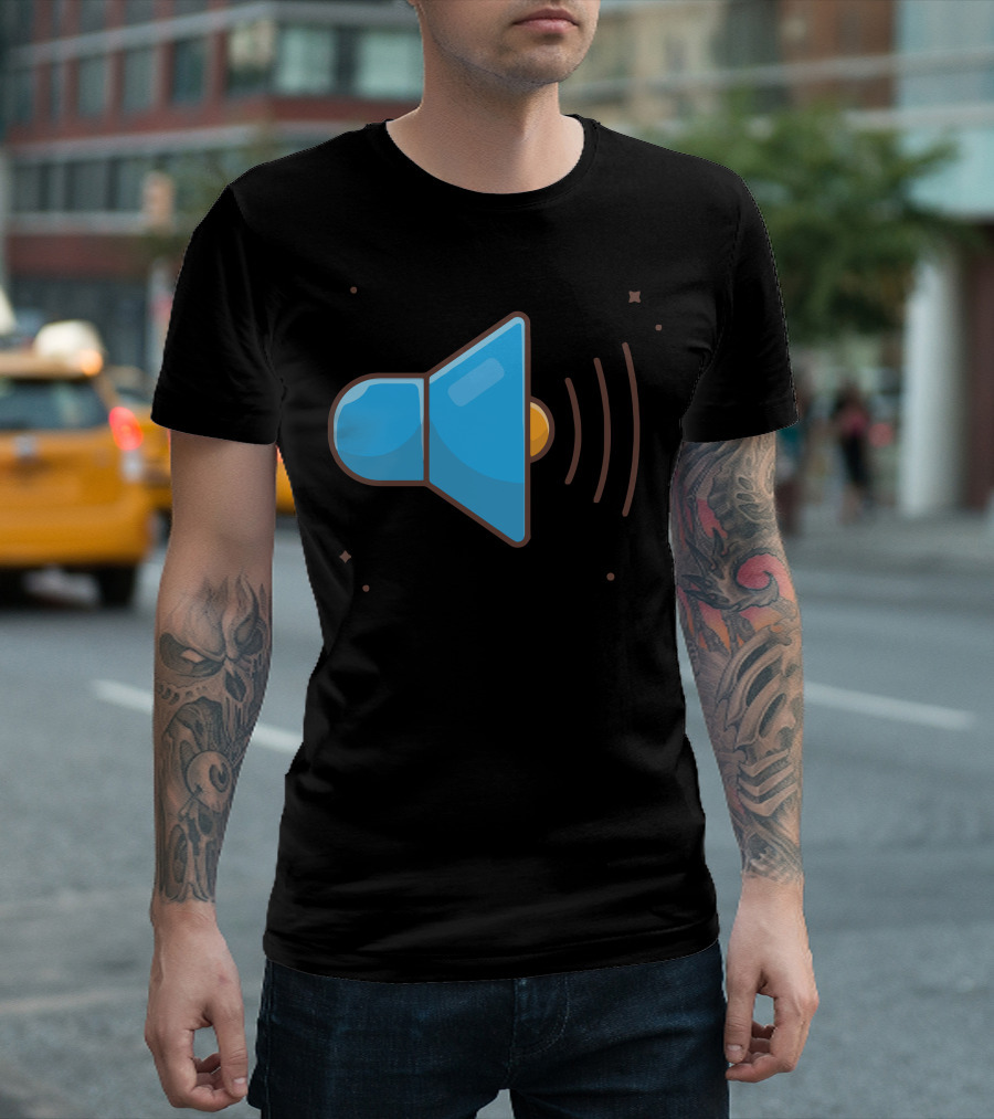 Sound On Blue Speaker Icon with Sound Waves T-Shirt