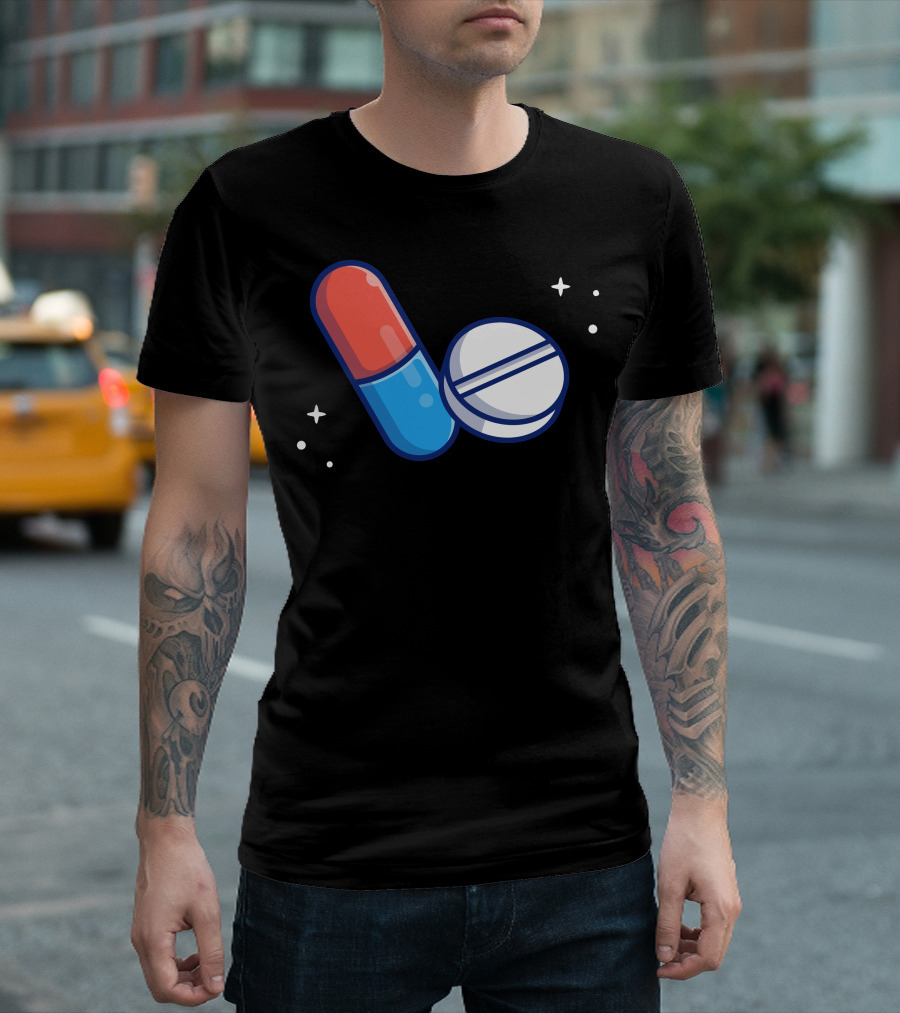 Tablet Capsule Medicine Space Stars T-Shirt