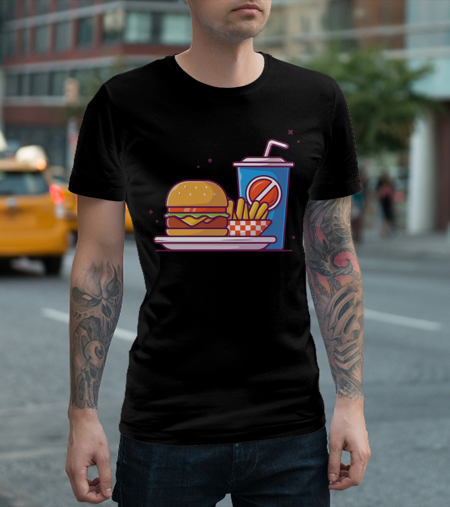 Tasty Combo Menu Cheese Burger French Fries Soda T-Shirt