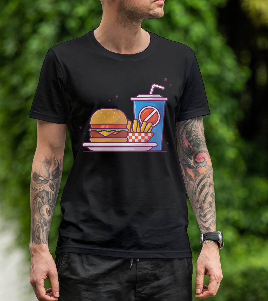Tasty Combo Menu Cheese Burger French Fries Soda T-Shirt