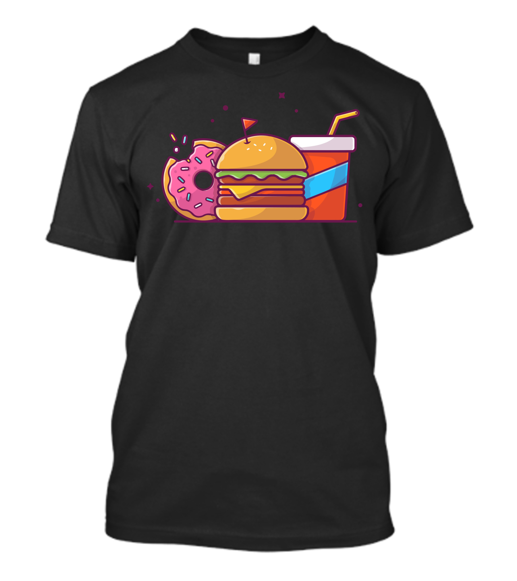 Cheese Burger Donut Soda Tasty Combo Menu T-Shirt