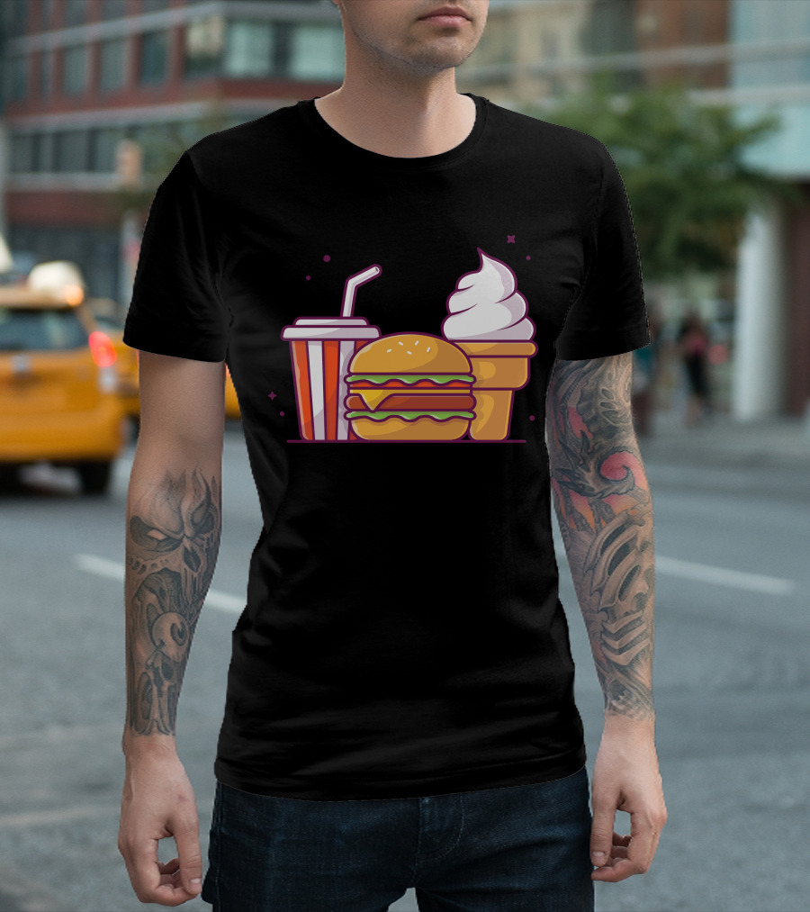 Cheese Burger Soda Ice Cream Combo Menu Delight T-Shirt