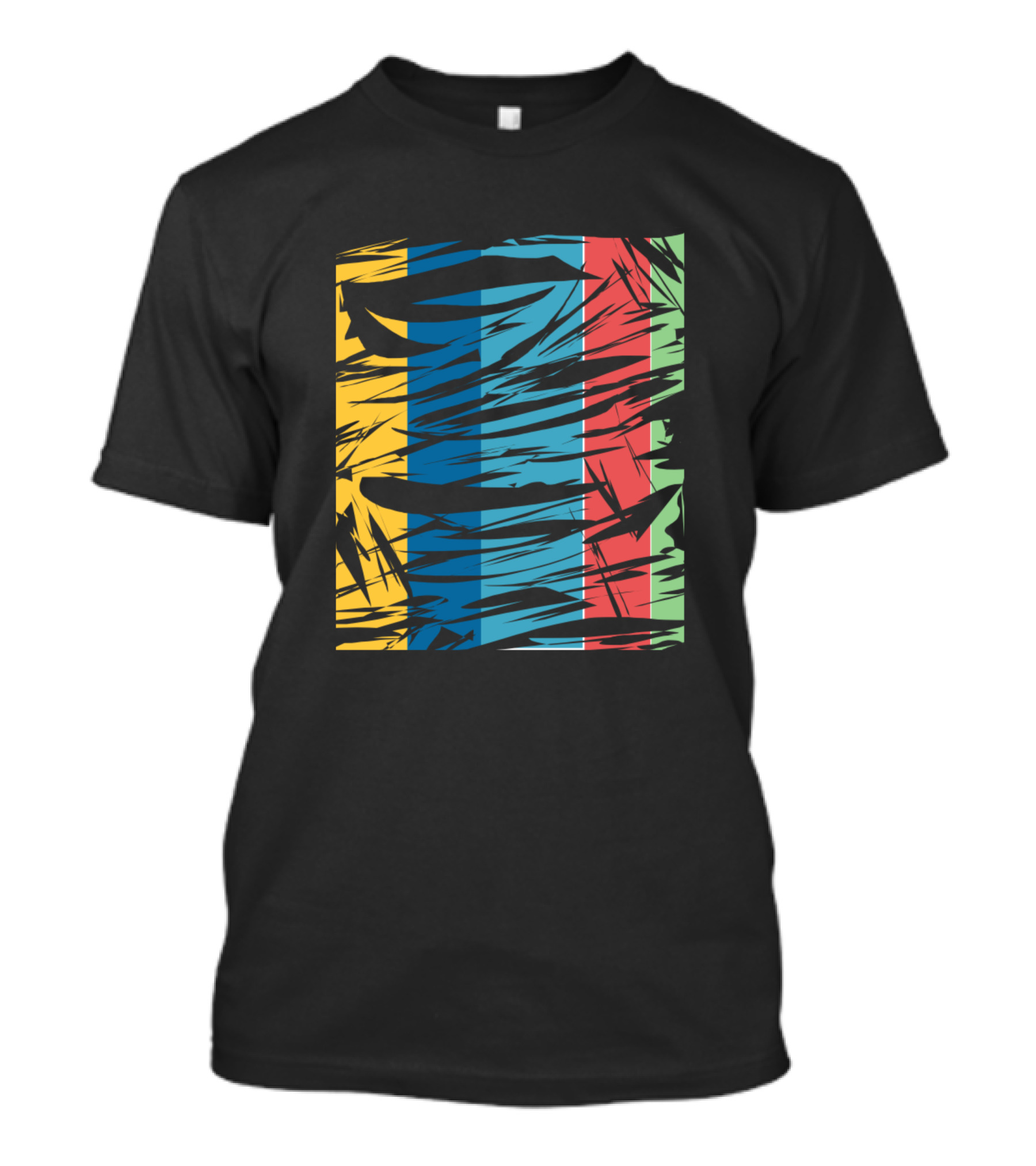 Multicolor Striped Abstract Brush Strokes T-Shirt