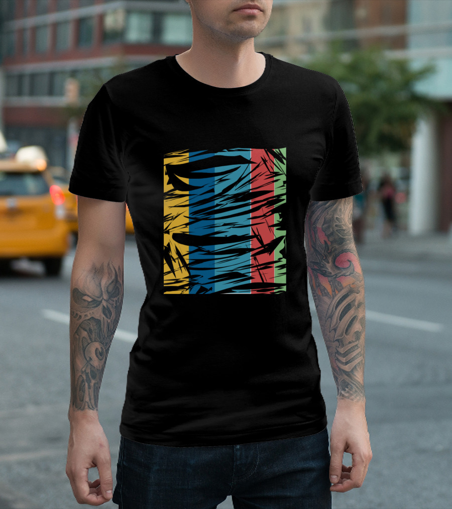 Multicolor Striped Abstract Brush Strokes T-Shirt