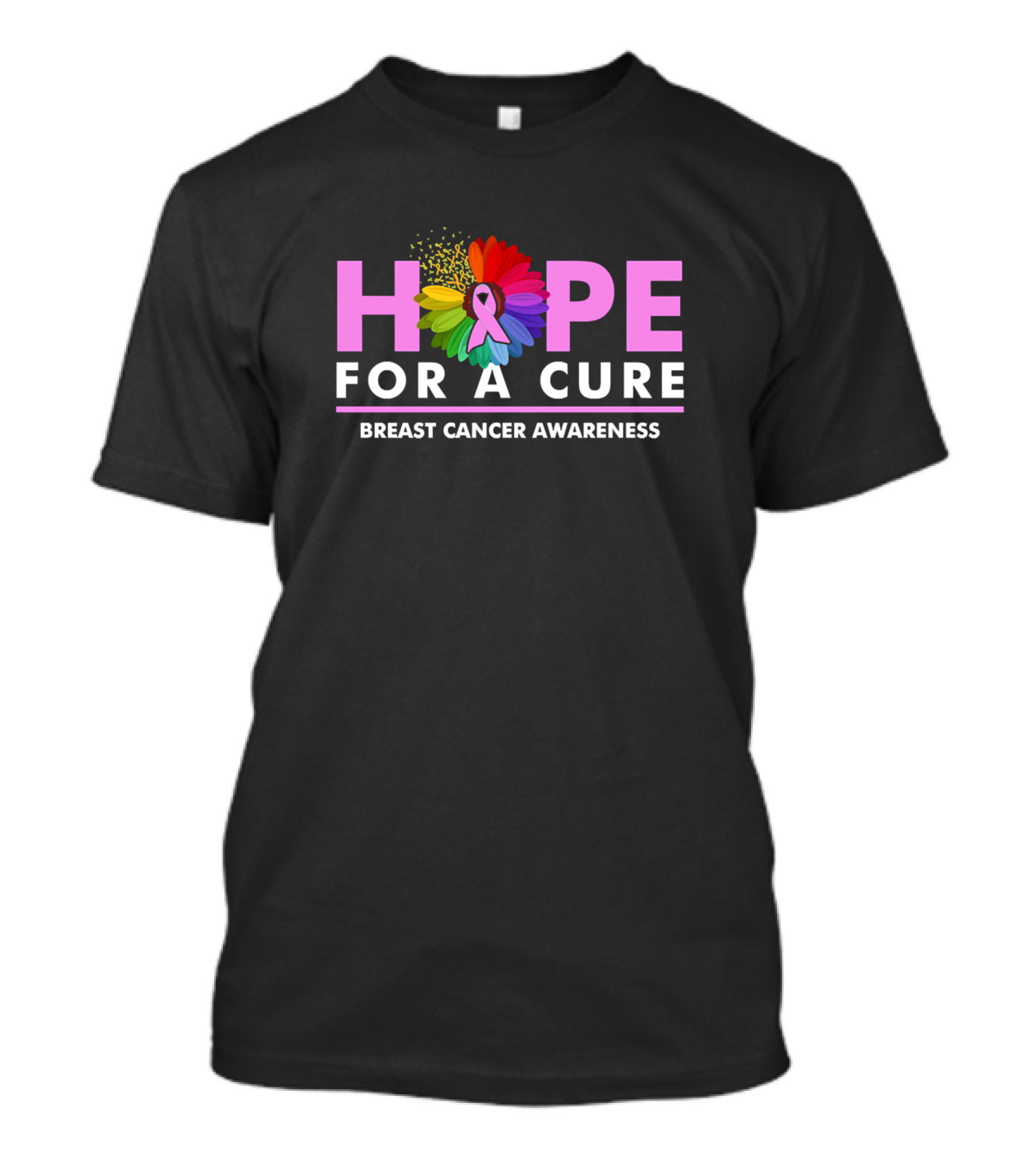Breast Cancer Awareness Hope For A Cure Pink Ribbon Flower T-Shirt