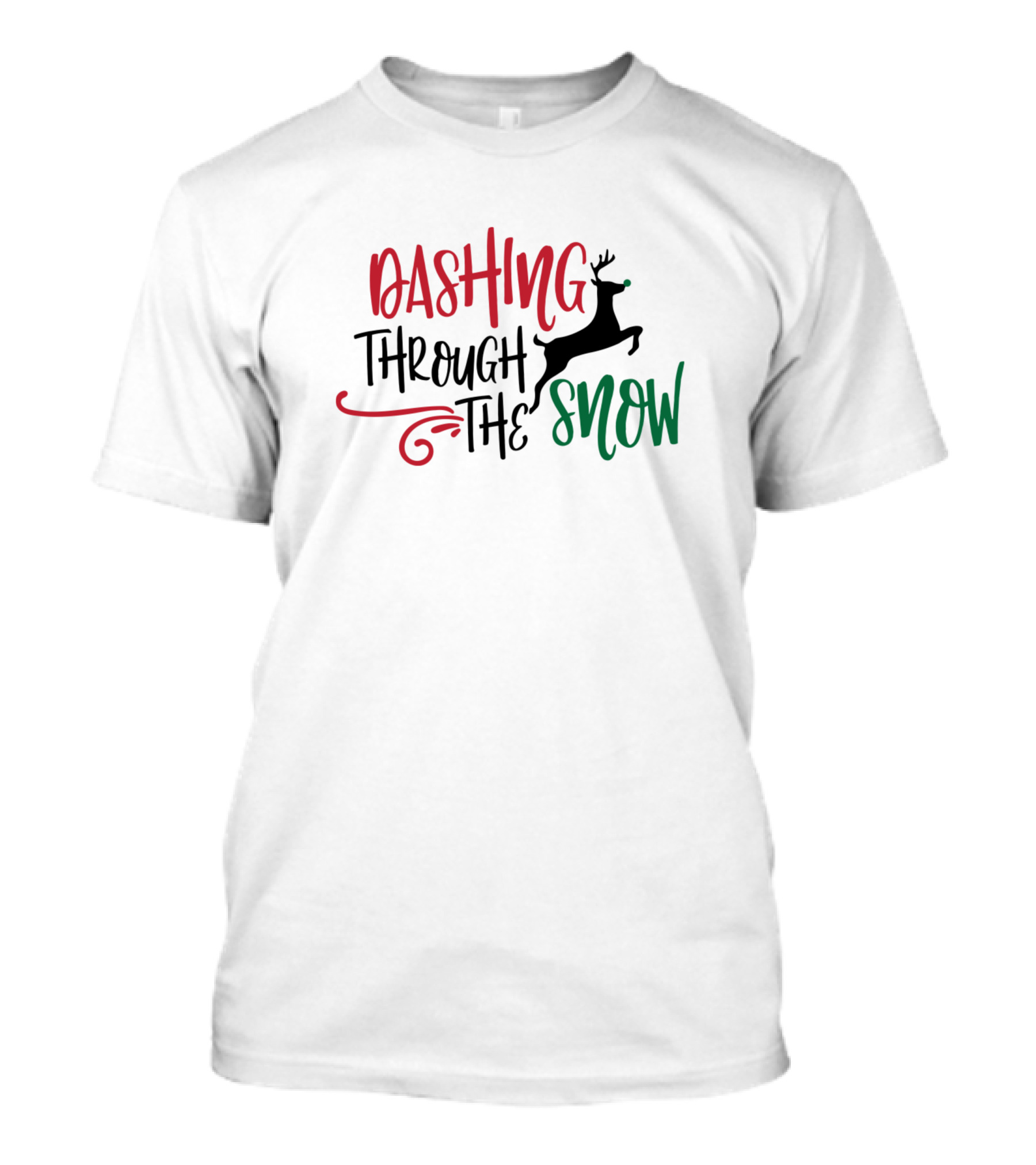 Dashing Through The Snow Reindeer Christmas T-Shirt