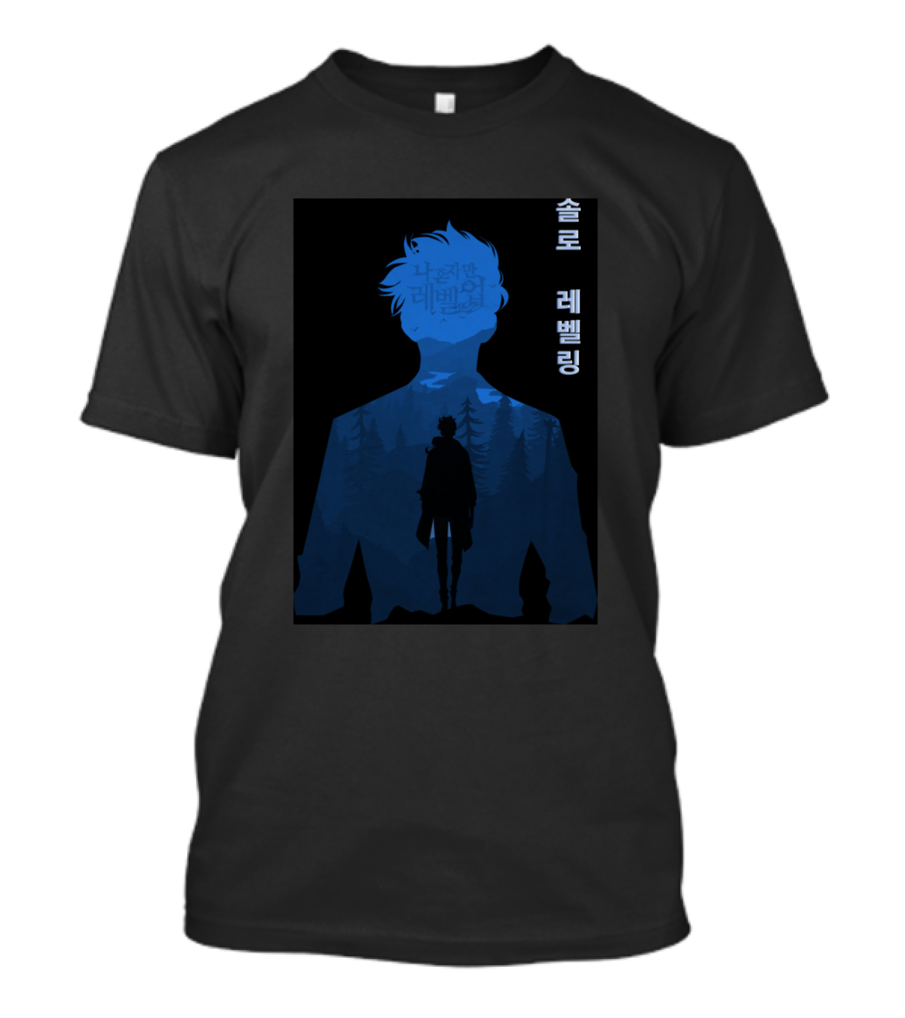 Solo Leveling Hunter Sung Jin Wo Silhouette Forest Scene T-Shirt