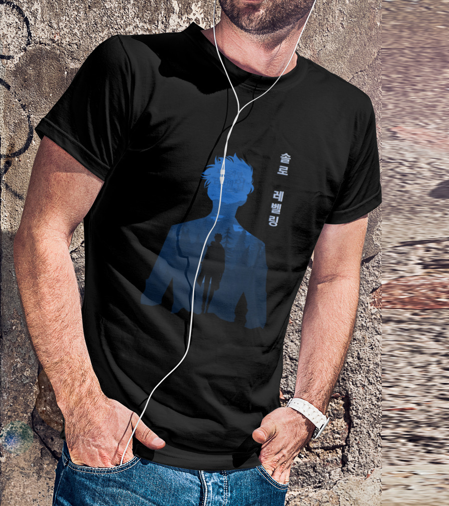 Solo Leveling Hunter Sung Jin Wo Silhouette Forest Scene T-Shirt