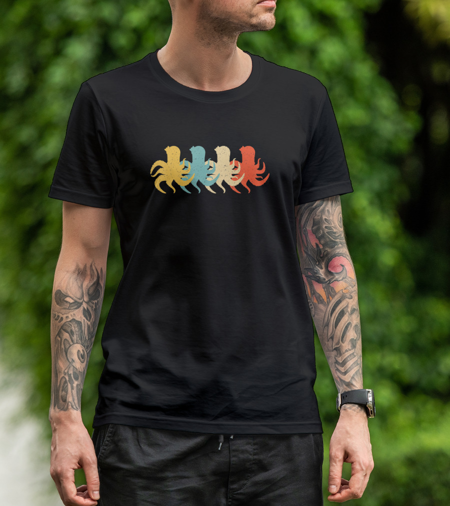 60s 70s Vintage Octopus Mollusc Animal Lover T-Shirt