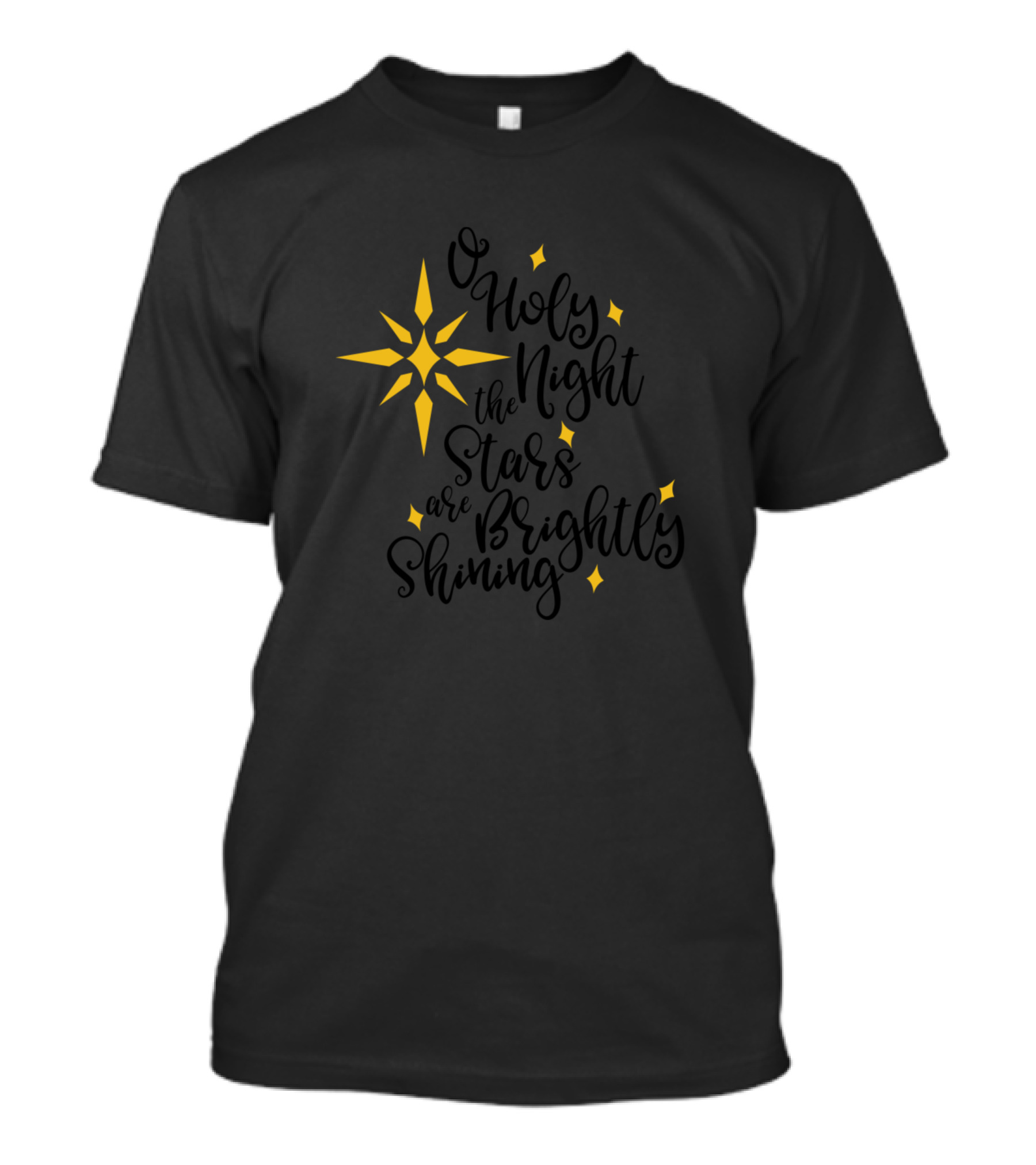 Oh Holy Night The Stars Are Brightly Shining Yellow Starburst Elements T-Shirt