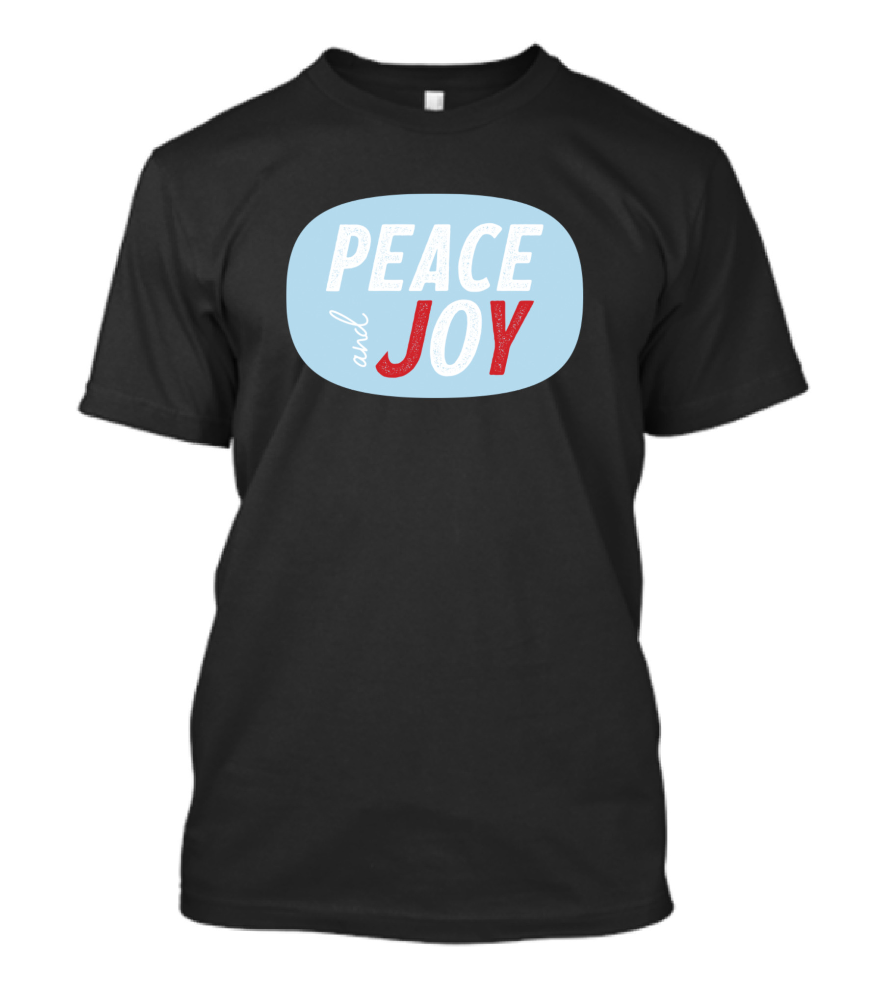 PEACE AND JOY Blue Oval Red Highlight T-Shirt