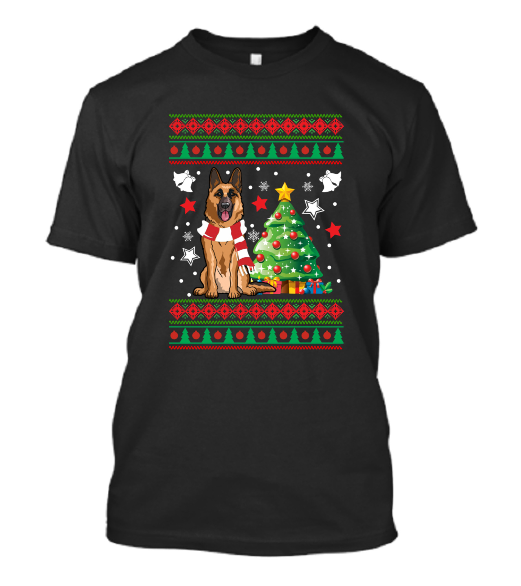 German Shepherd Christmas Tree Holiday T-Shirt