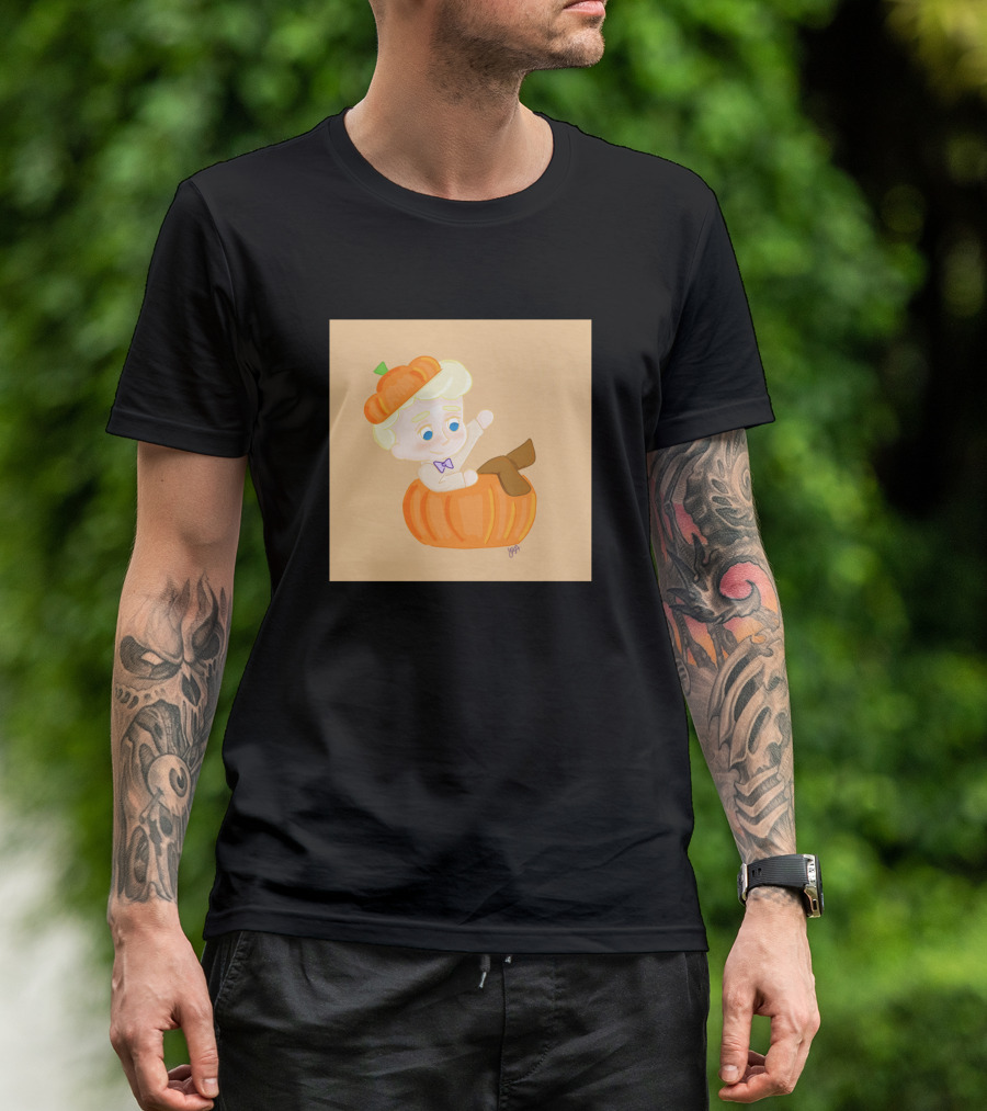 Pumpkin Angel Kid In Pumpkin Hat And Bow Tie T-Shirt