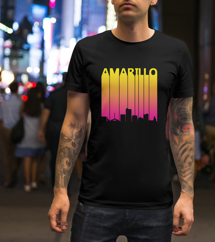 Amarillo Skyline Retro 1980s Sunset-Inspired T-Shirt