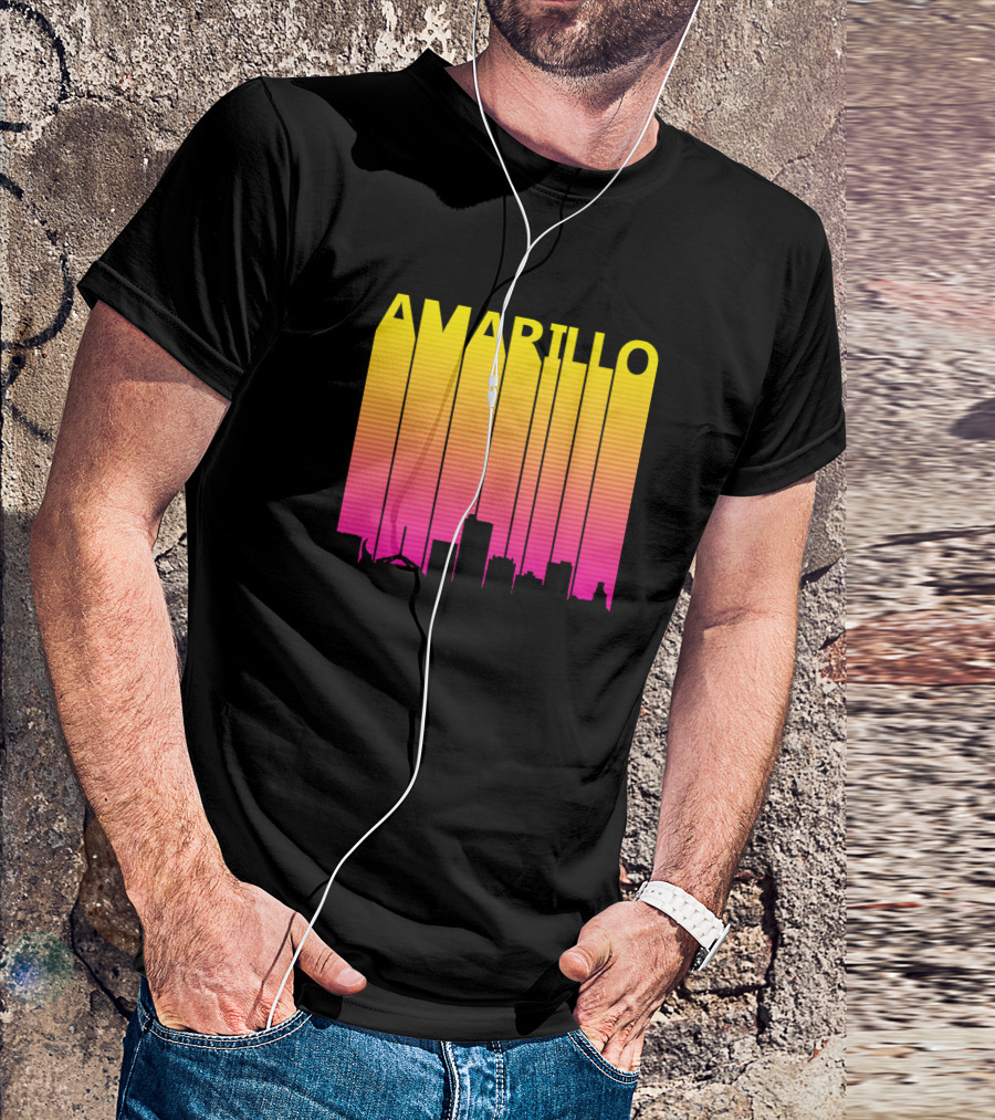 Amarillo Skyline Retro 1980s Sunset-Inspired T-Shirt