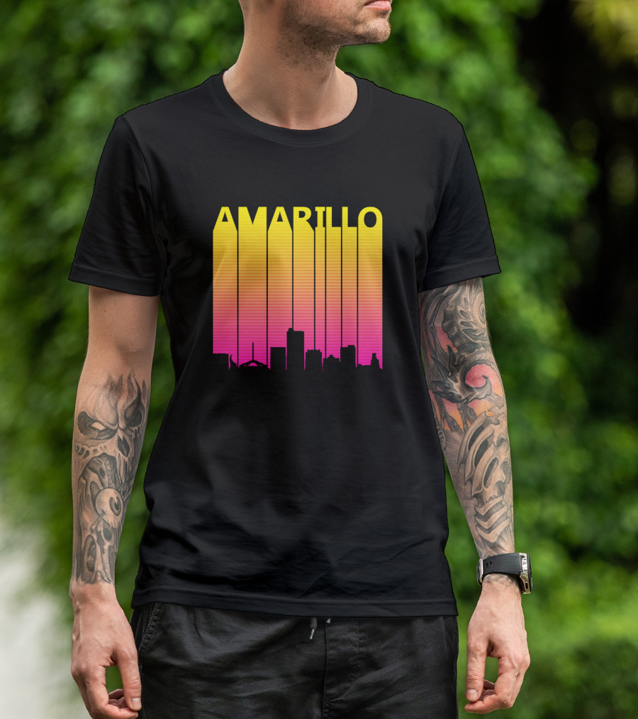 Amarillo Skyline Retro 1980s Sunset-Inspired T-Shirt