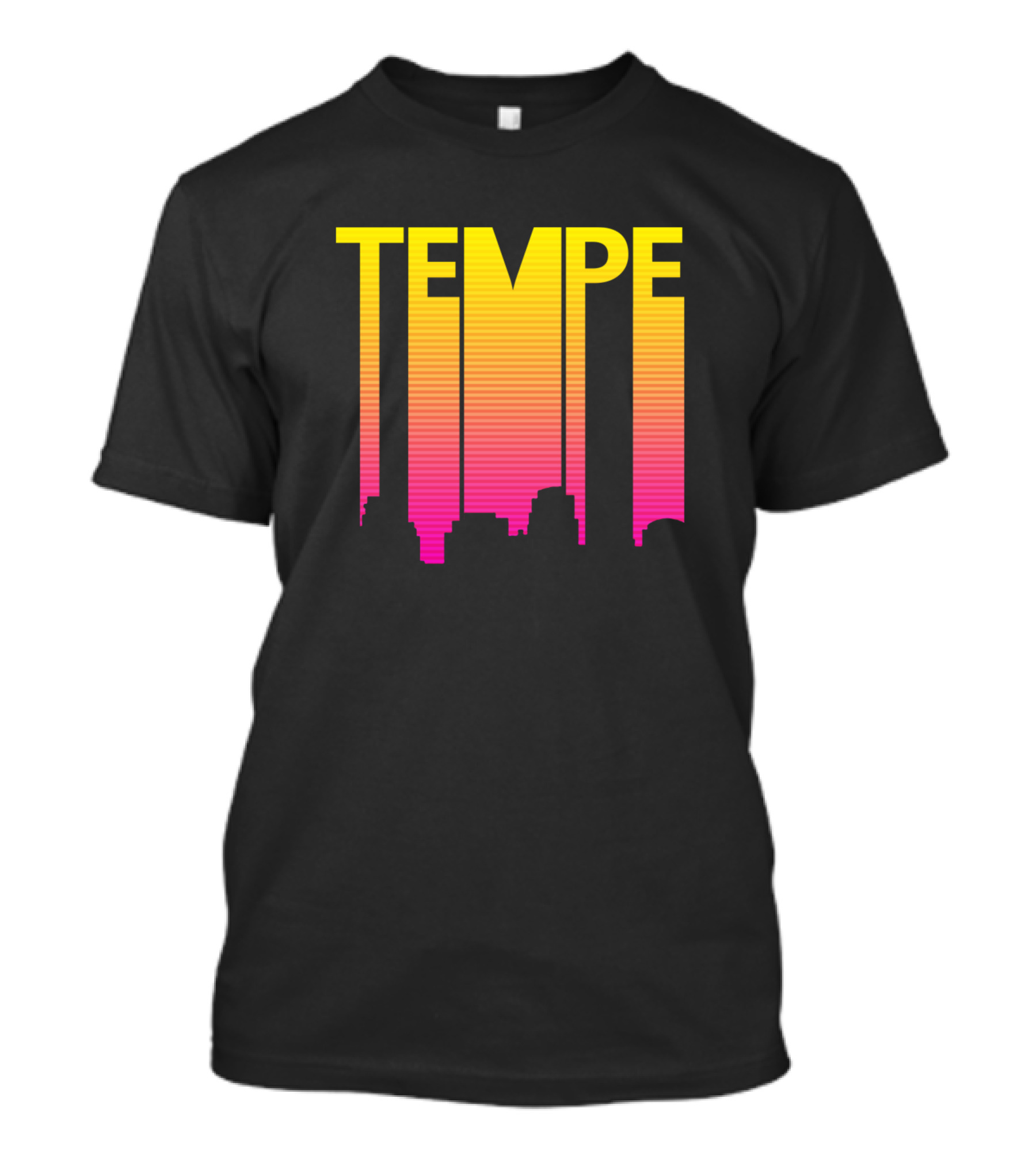 Tempe 1980s Retro Skyline Gradient Typography T-Shirt