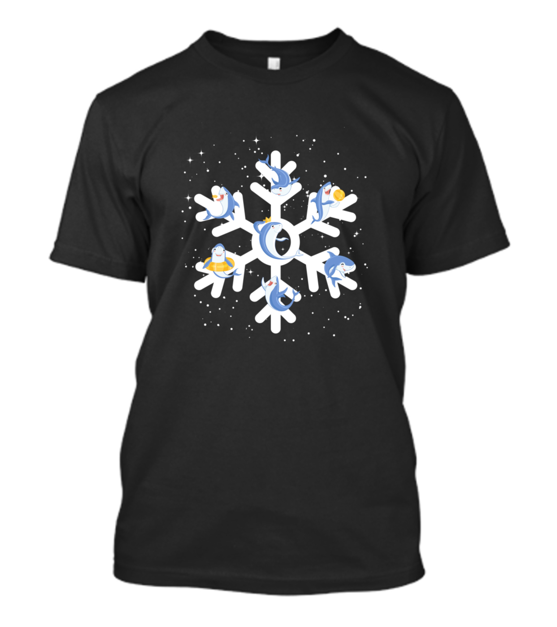 Sharks In Festive Holiday Snowflakes With Christmas Cheer T-Shirt