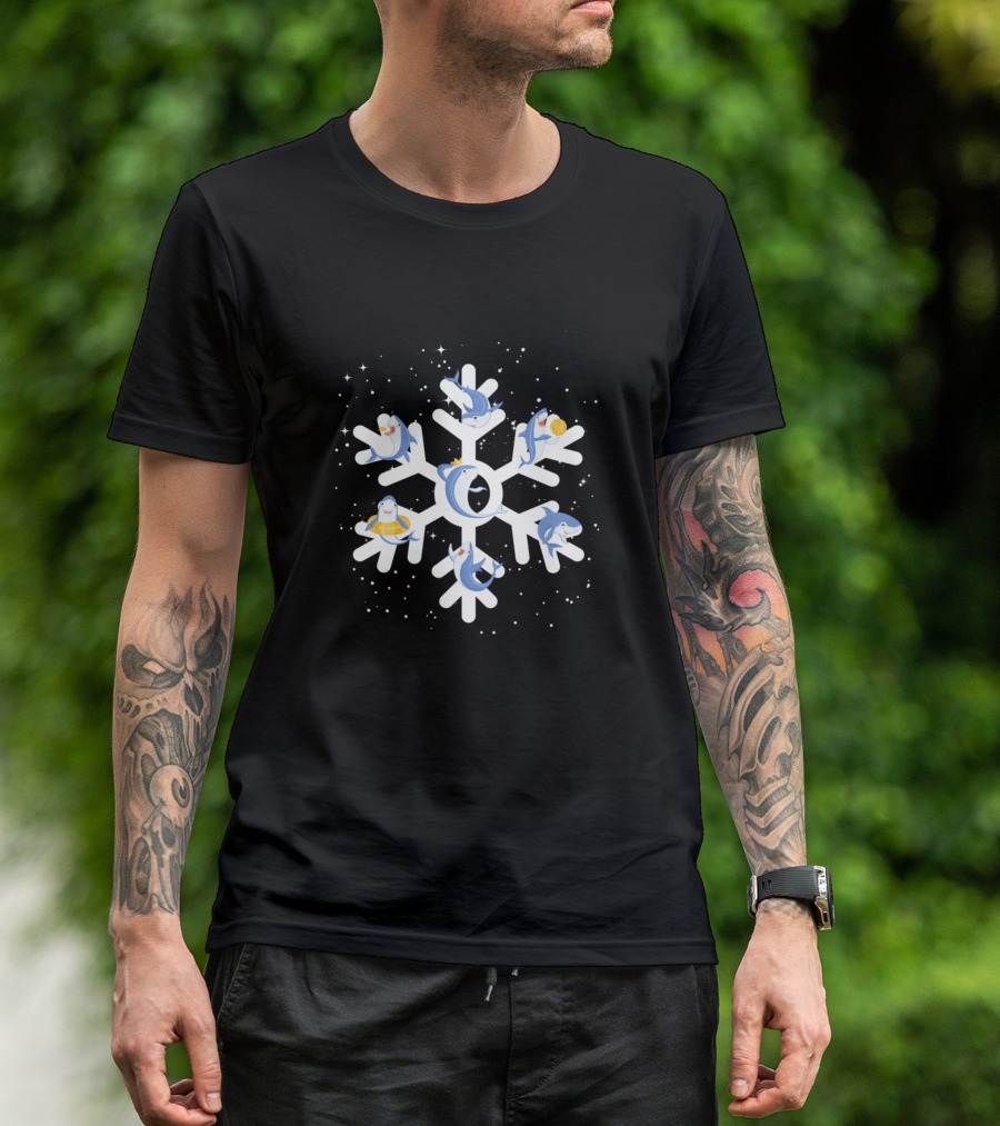 Sharks In Festive Holiday Snowflakes With Christmas Cheer T-Shirt