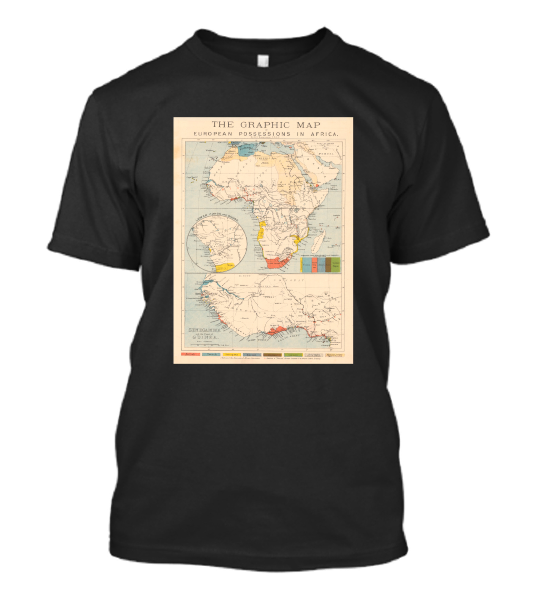 The Graphic Map European Possessions In Africa 1884 Vintage Colonies T-Shirt
