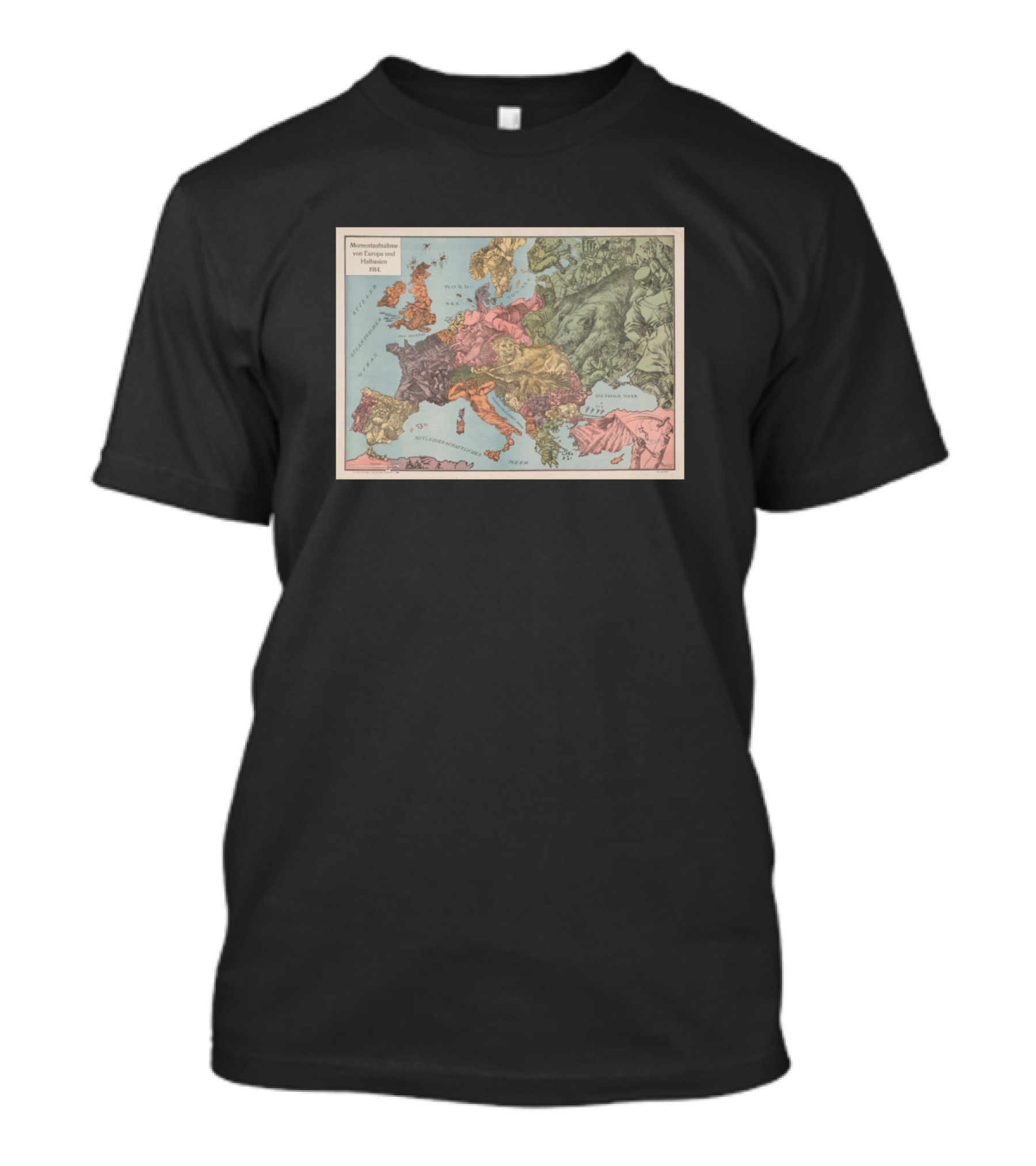 Humorous Pictorial Map Of Europe WWI 1915 Vintage T-Shirt