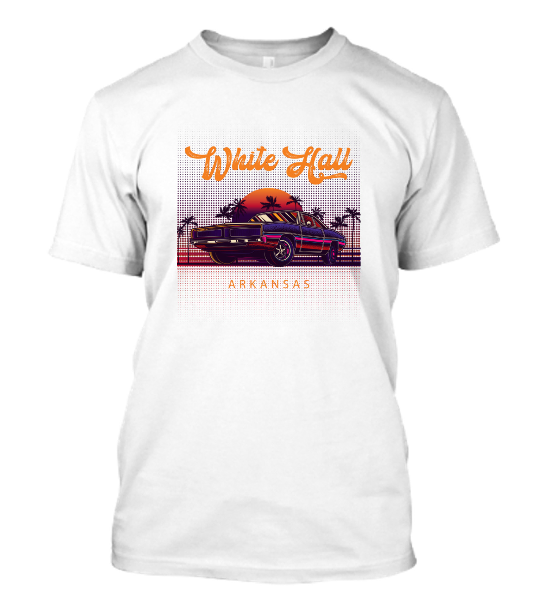 White Hall Arkansas Vintage Muscle Car Sunset Scene T-Shirt