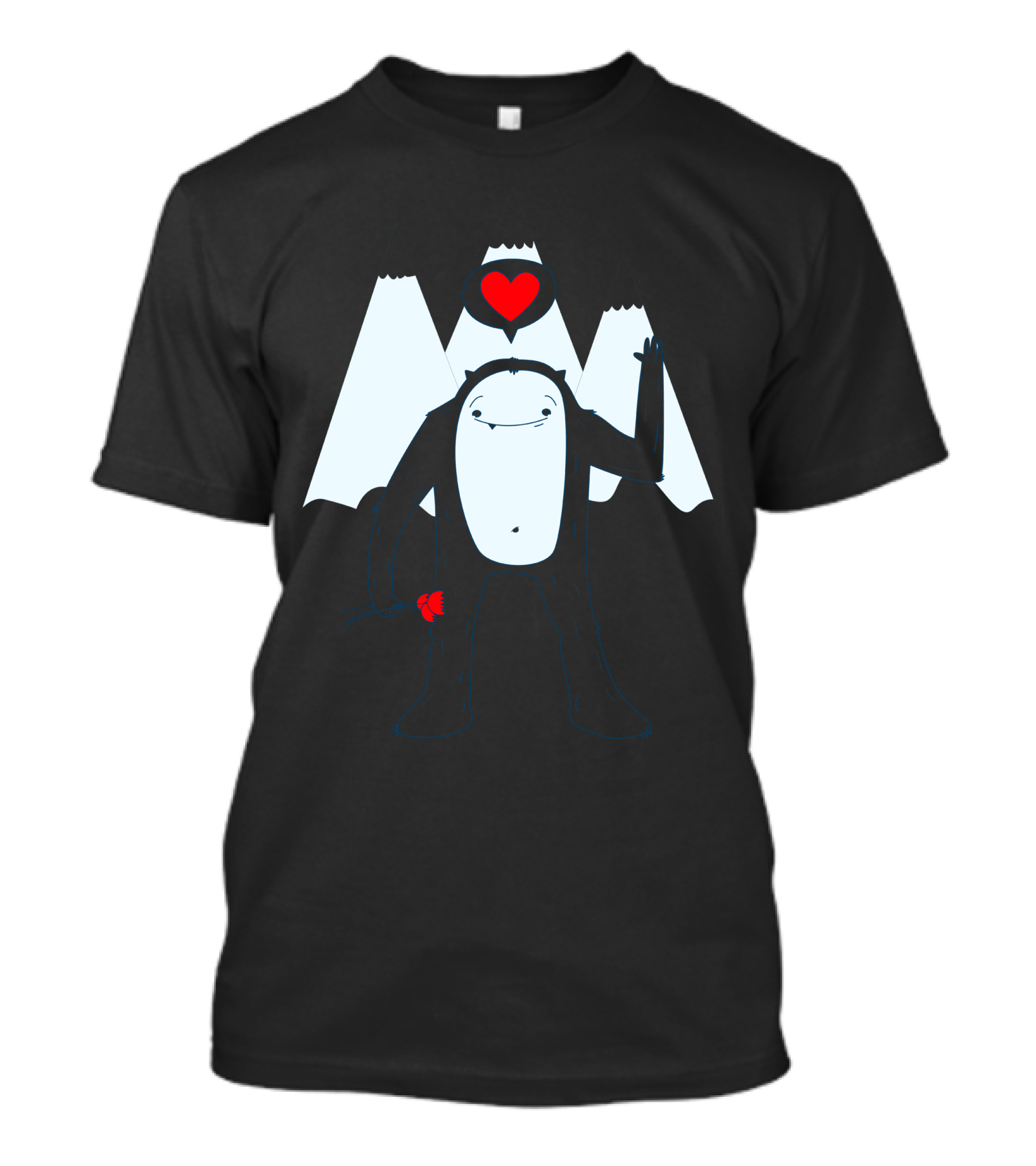 Abominable Snowman Love Heart And Mountains T-Shirt