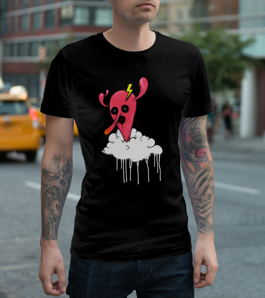 Balloon Head Lightning Strike on Dripping Cloud T-Shirt
