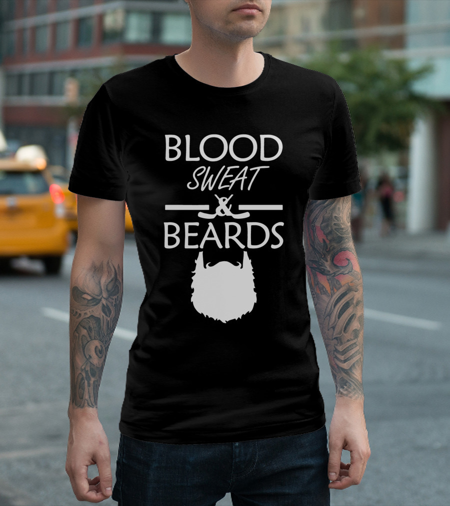 Blood Sweat and Beards Playoff Hockey T-Shirt