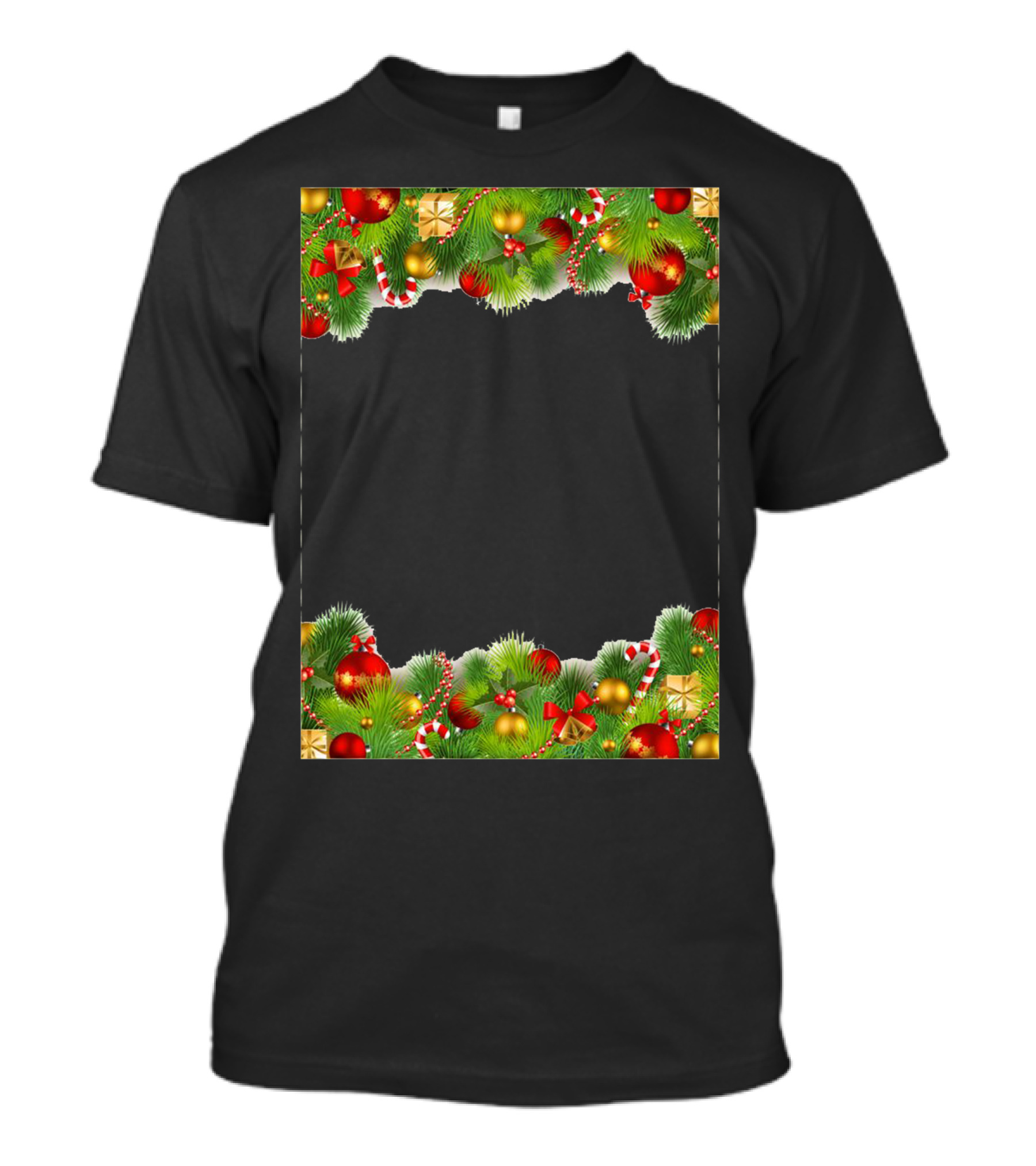 Christmas Ornament Garland With Pine Greenery And Candy Canes T-Shirt
