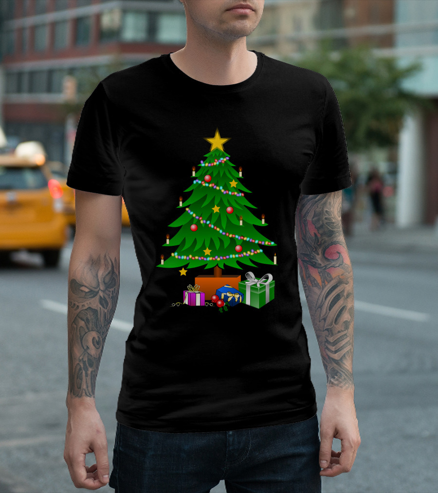 Christmas Tree with Star Lights and Wrapped Gifts T-Shirt