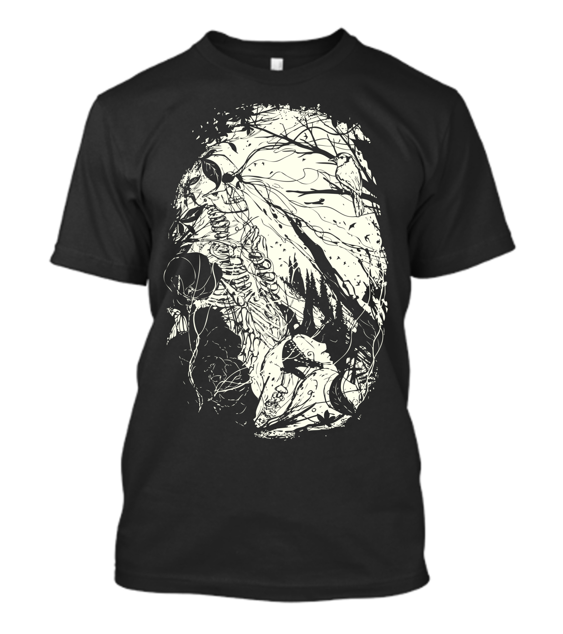 Comfortably Numb Skeleton Forest Scene T-Shirt