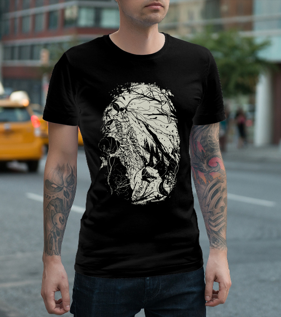 Comfortably Numb Skeleton Forest Scene T-Shirt