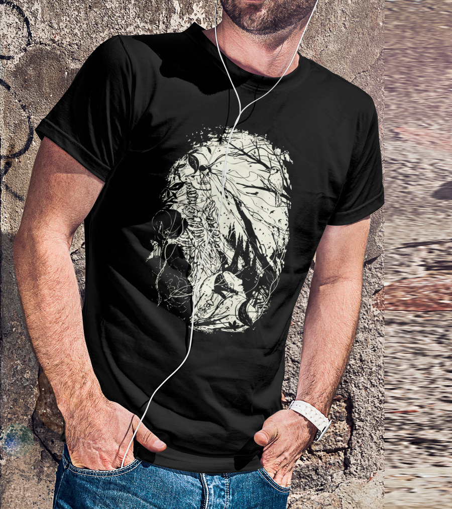 Comfortably Numb Skeleton Forest Scene T-Shirt