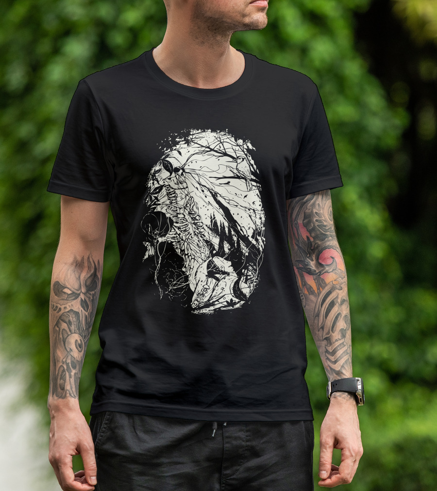 Comfortably Numb Skeleton Forest Scene T-Shirt