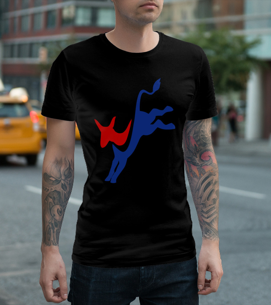 Democrat Donkey Icon in Red and Blue T-Shirt