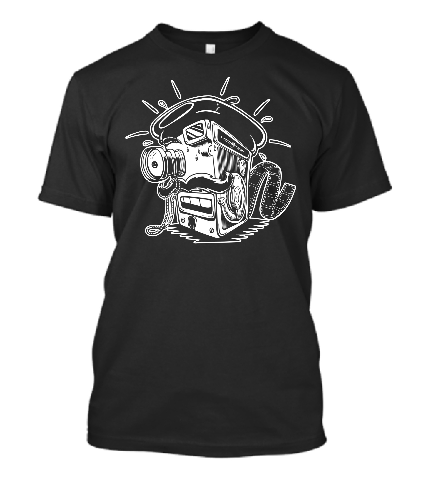 Gentle Cam Vintage Film Camera Character With Mustache And Beret T-Shirt