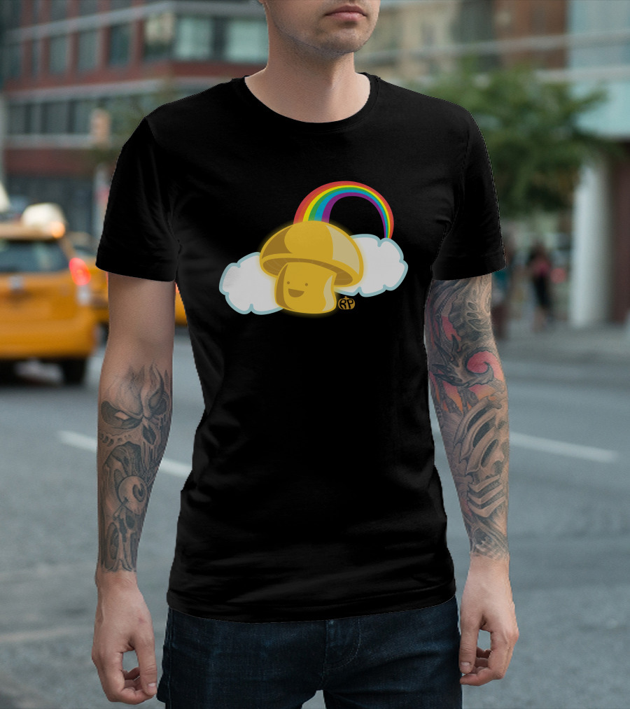 Golden Mushroom Rainbow Cloud T-Shirt