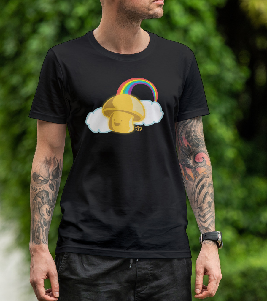 Golden Mushroom Rainbow Cloud T-Shirt