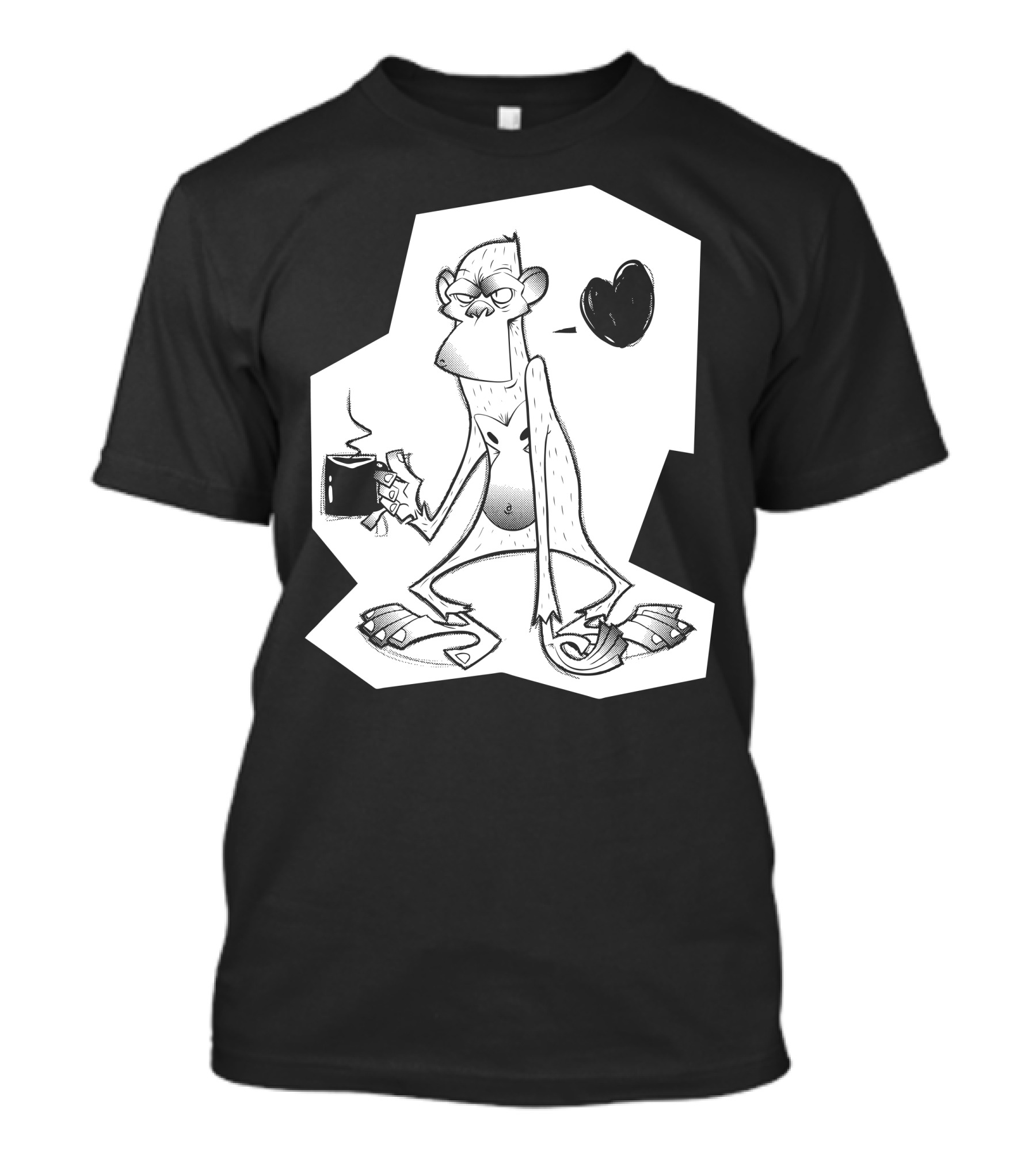 Grumpy Monkey With Coffee And Love Heart T-Shirt