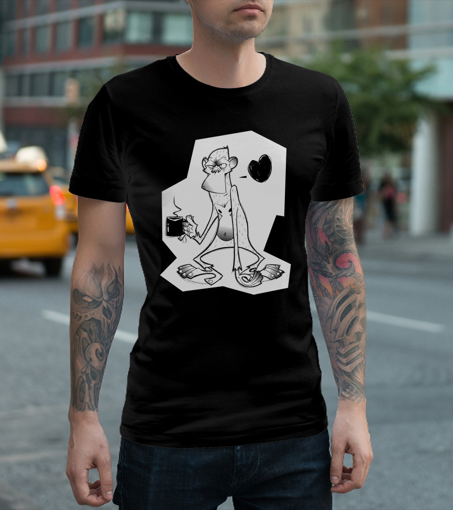 Grumpy Monkey With Coffee And Love Heart T-Shirt