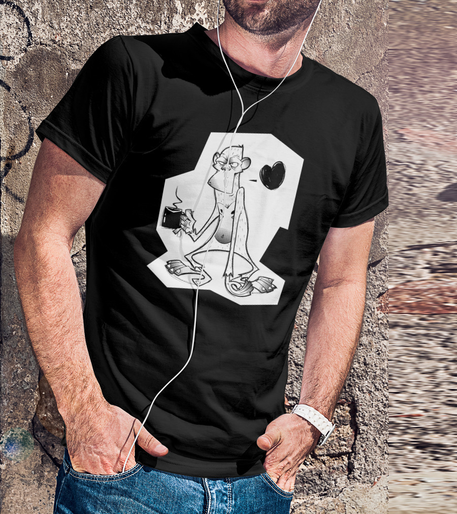 Grumpy Monkey With Coffee And Love Heart T-Shirt
