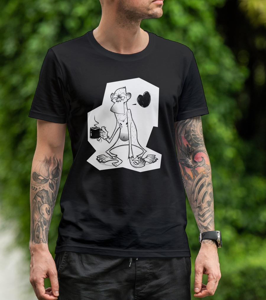 Grumpy Monkey With Coffee And Love Heart T-Shirt