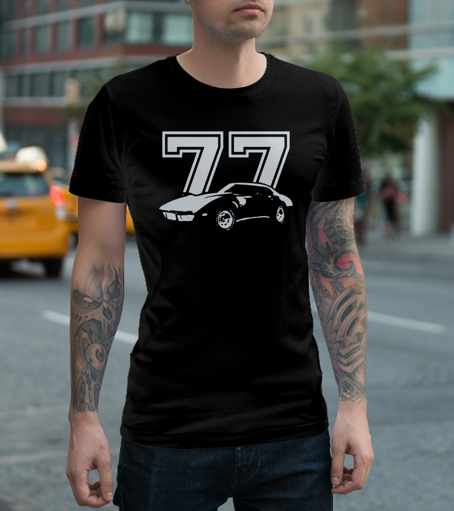 1977 Chevrolet Corvette Car Illustration with Number 77 T-Shirt