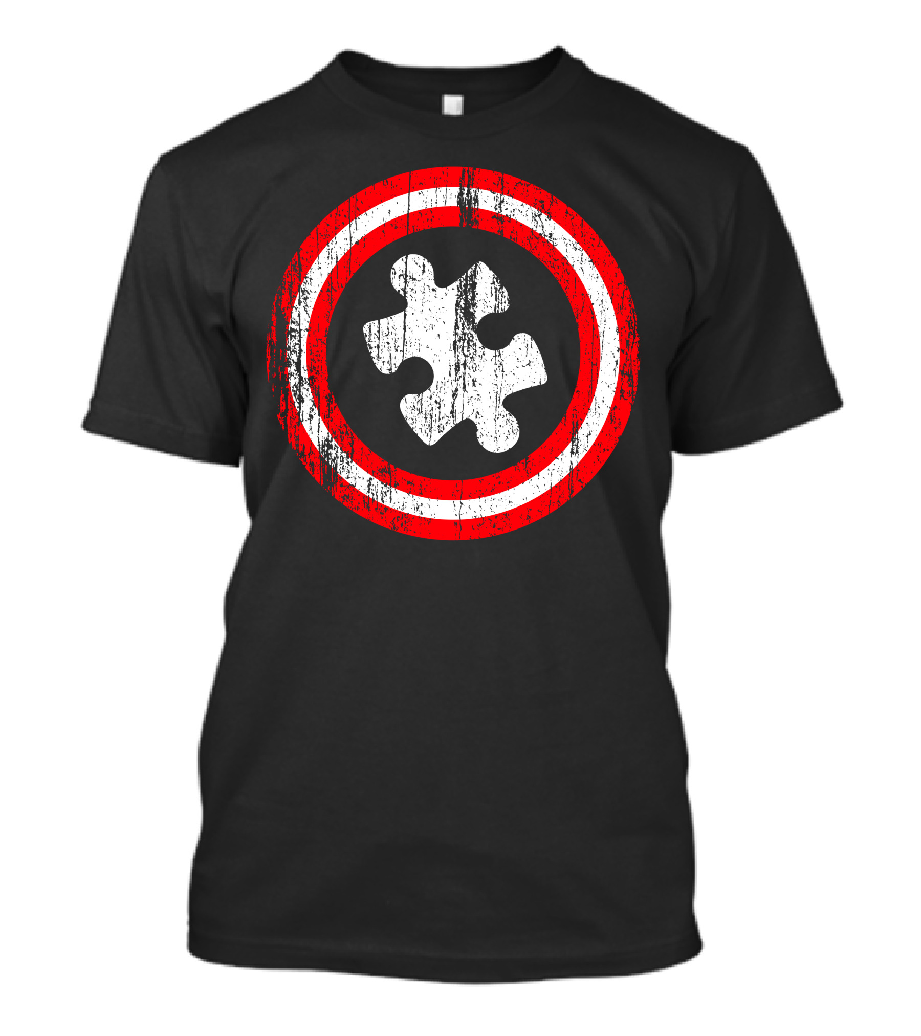 Captain Autism Awareness Shield Logo Puzzle T-Shirt