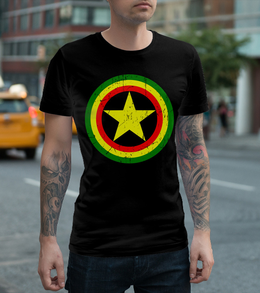 Captain Rasta Reggae Star Circle Emblem T-Shirt